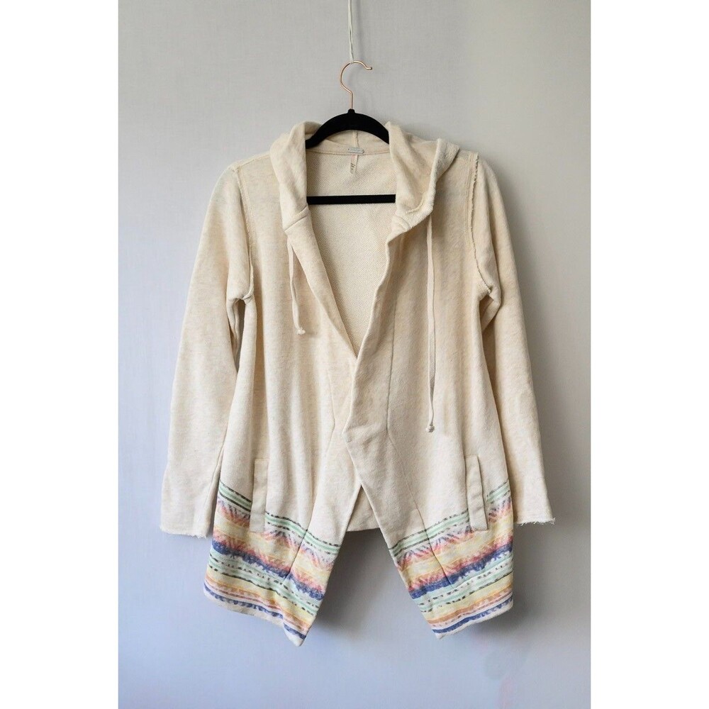 Techstyles ivory hooded open sweatshirt cardigan SM